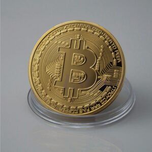 1Pc Gold Plated Bitcoin Coin Collectible Gift BTC Coin Art Collection Physical