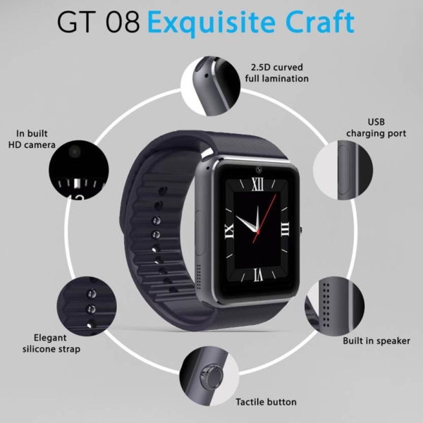 Buy GT08 Bluetooth Smart Watch Sync Notifier With SIM in Pakistan