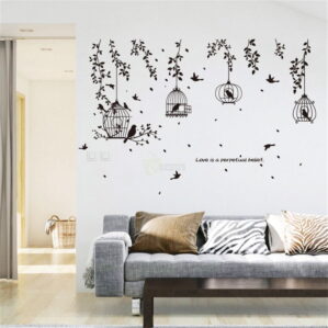 Birdcage wall stickers home decor living room drawing room