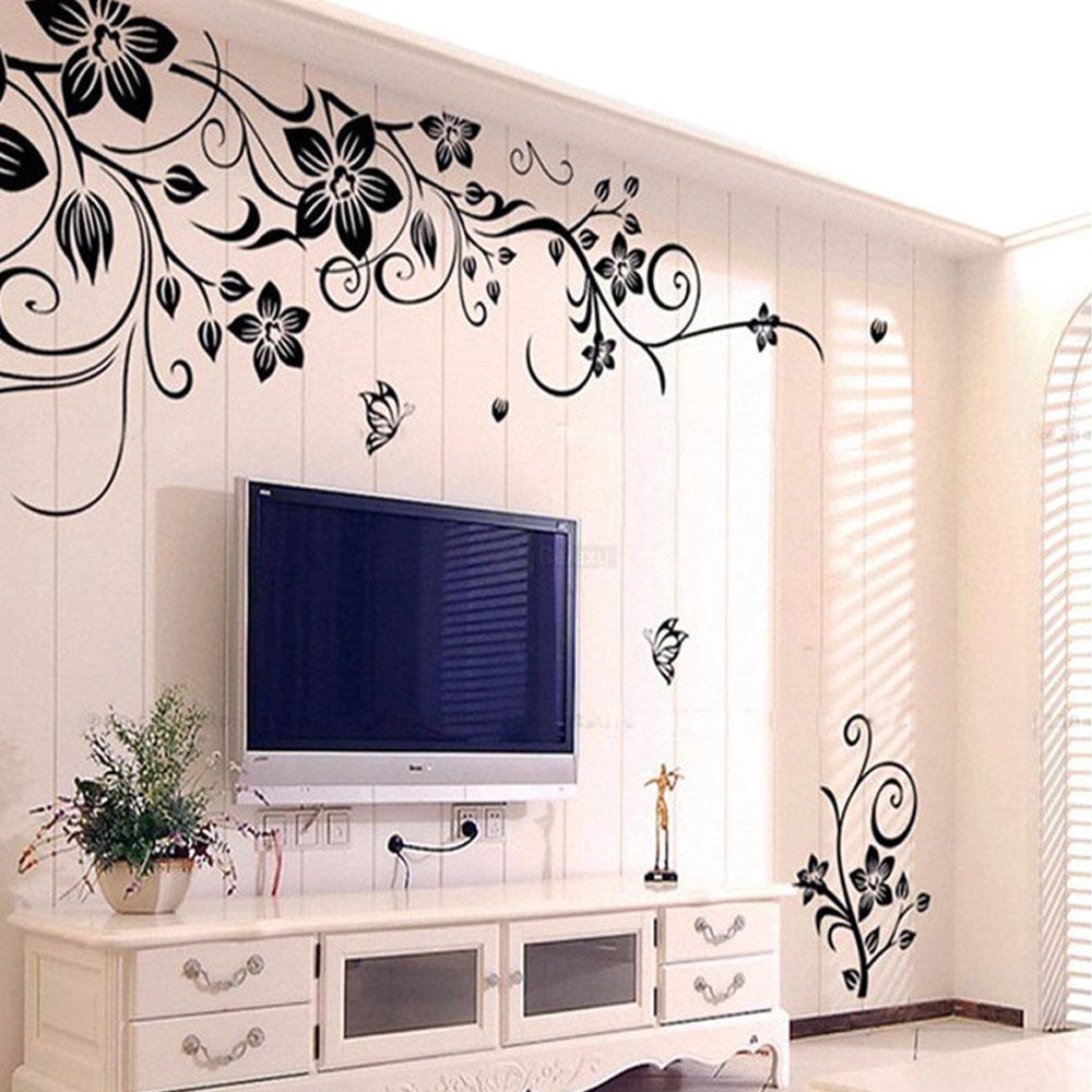 Flowers and Vine Removable Vinyl Wall Sticker Mural Decal Art