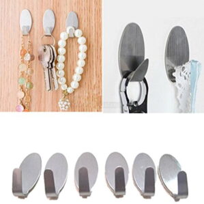 6 Pcs Stainless Steel Adhesive Hooks Clothes hanger Wall Hook For Kitchen Bathroom keys