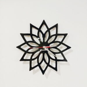 Acrylic clock black design 4 flower