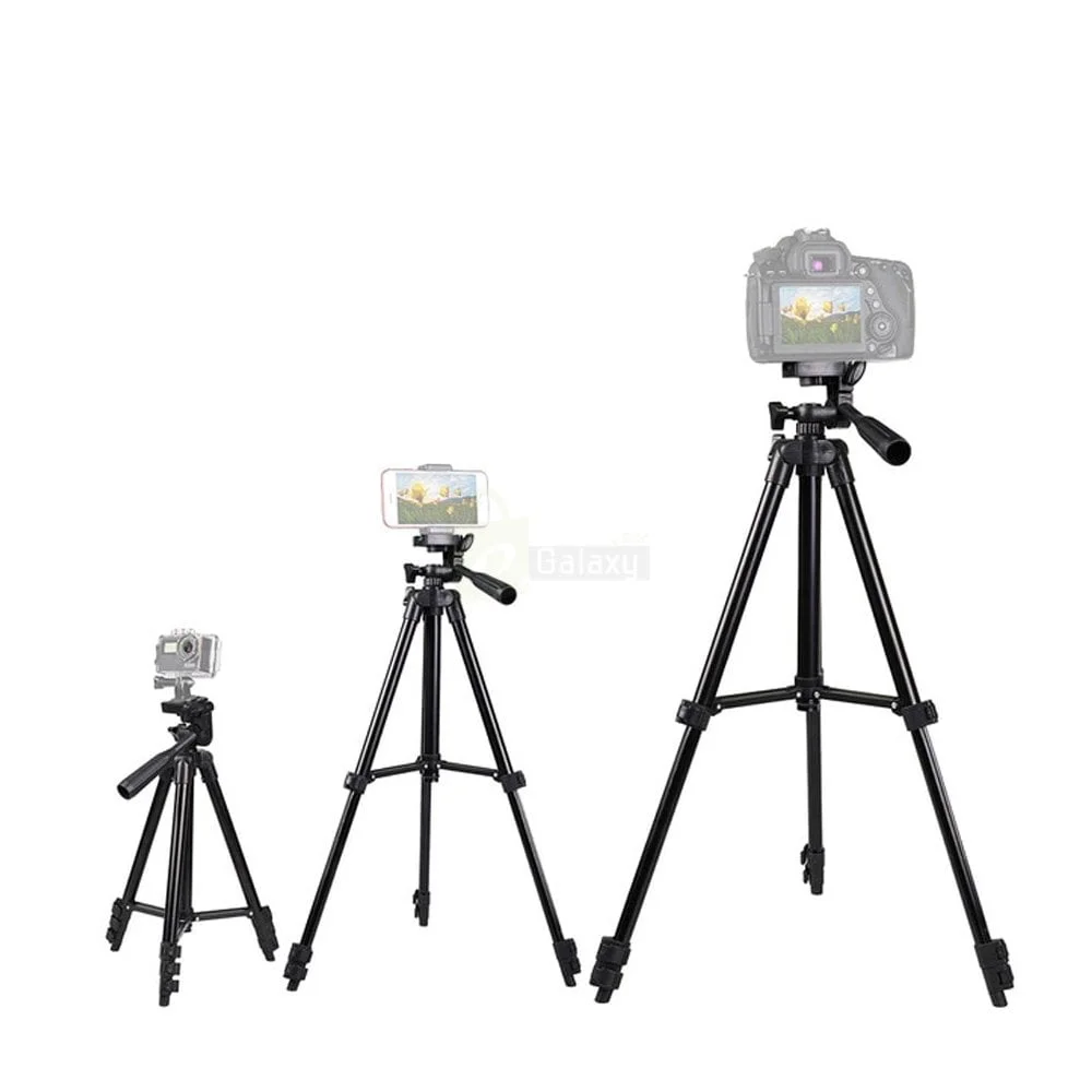 3120 Tripod Stand 4-sections Lightweight with Bag- Black 9 Triod Stand 3120 for camera and mobiles different sizes