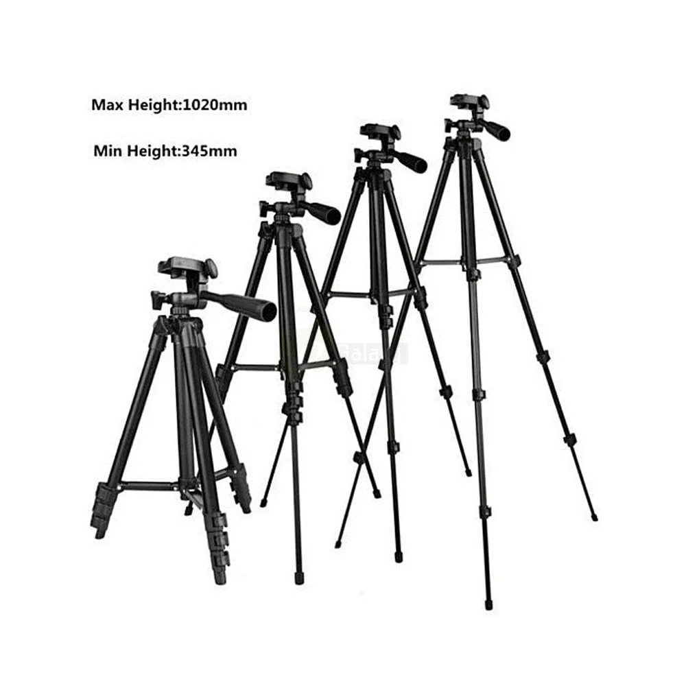 3120 Tripod Stand 4-sections Lightweight with Bag- Black 6 Triod Stand 3120 for camera and mobiles max height