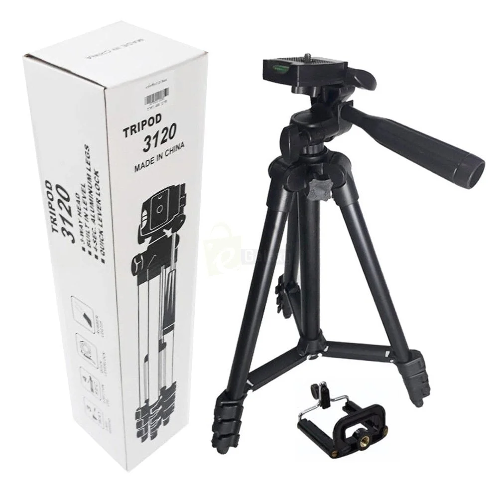 3120 Tripod Stand 4-sections Lightweight with Bag- Black 4 Triod Stand 3120 for camera and mobiles with packing