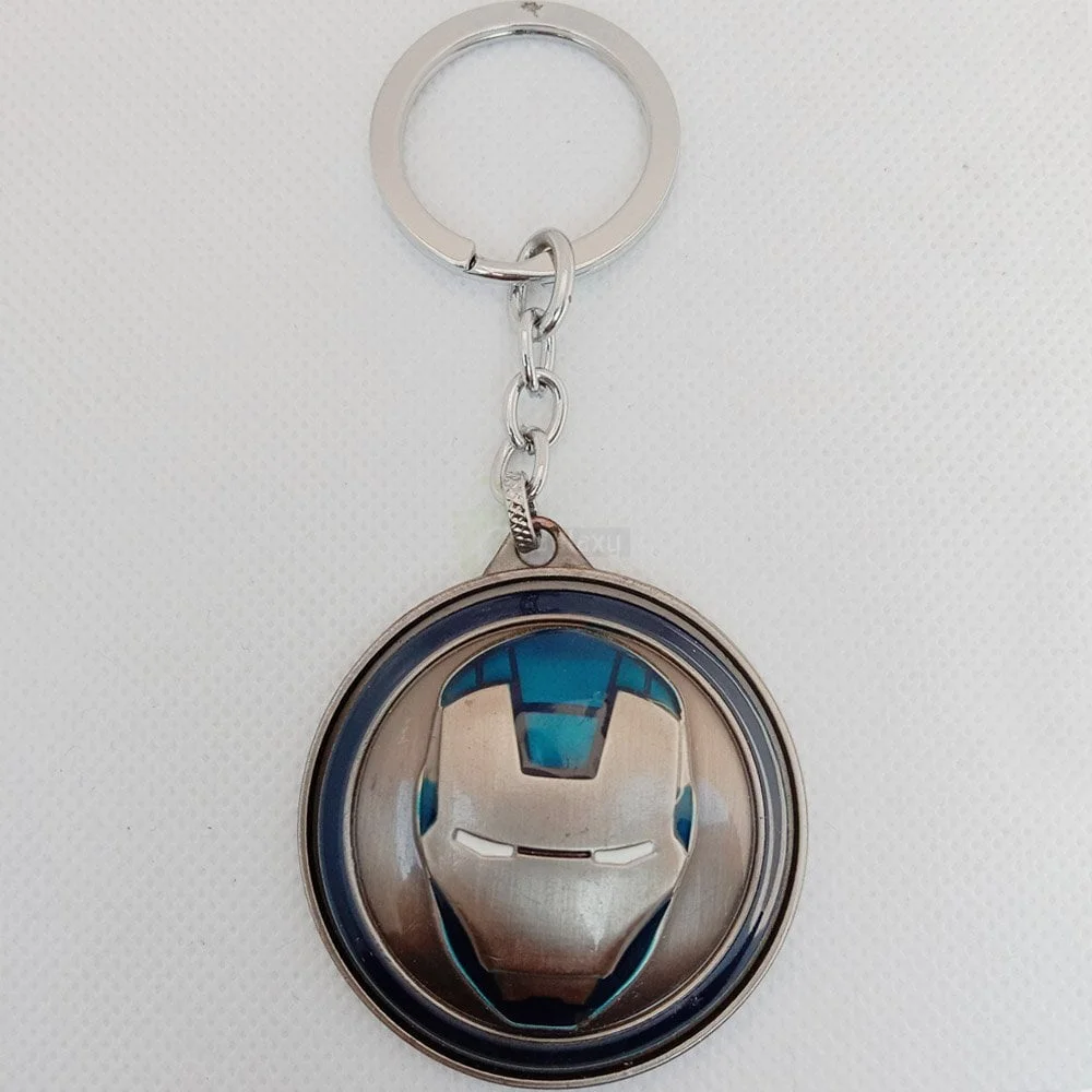 ironman face keychain metal silver blue