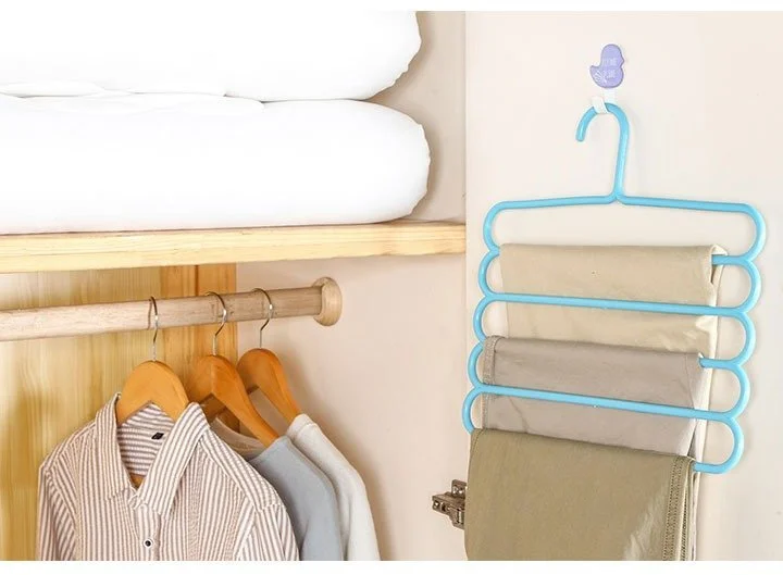 5 Layer Multi Colors Multi functional Clothes Hangers blue
