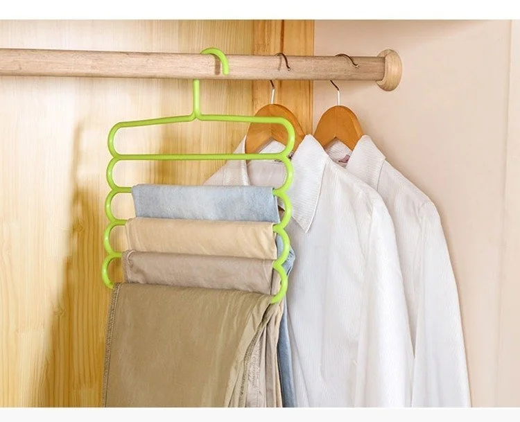 5 Layer Multi Colors Multi functional Clothes Hangers green