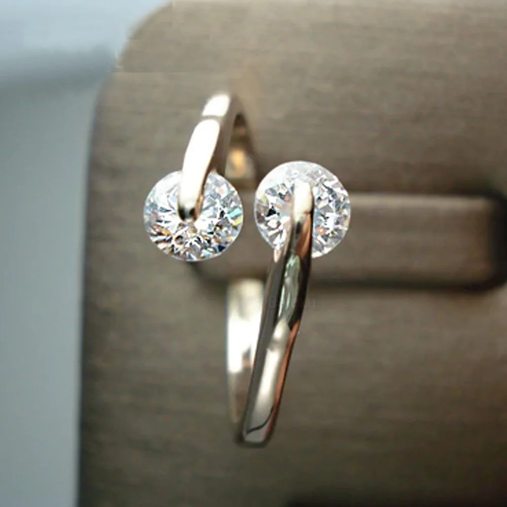 Rose Gold Ring with Two Diamonds Wedding Rings For Women JW02 7 Ring JW02 2