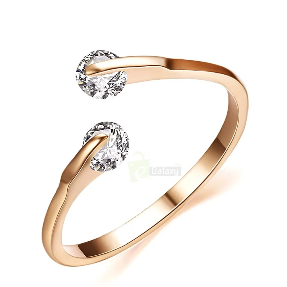 Rose Gold Ring with Two Diamonds Wedding Rings For Women JW02 4 Ring JW02 5