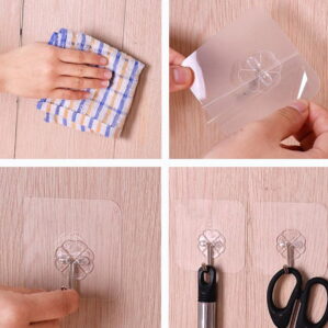 Wall Transparent Hook Waterproof Self Adhesive for Bathroom Kitchen application