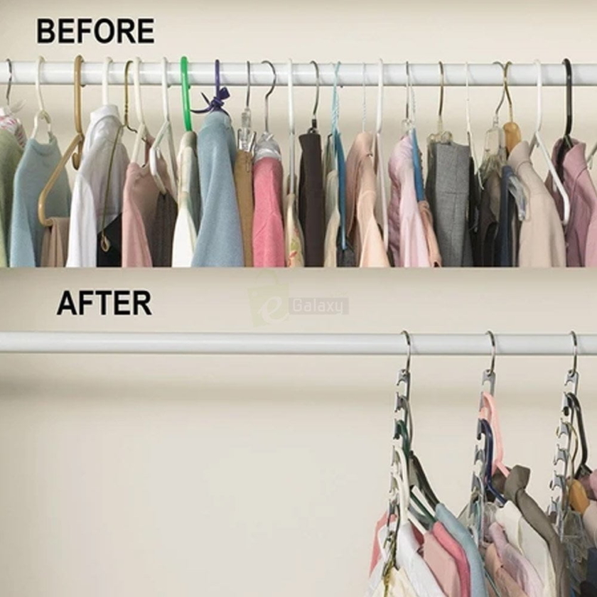 Wonder Hanger Closet Wardrobe Organizer Pack of 8 before after