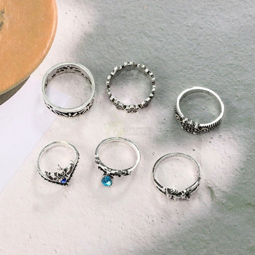13pcs Set Antique Silver Rings for Women Jewelry JW03 2 13pcs Set Antique Silver Rings for Women Jewelry JW03 2