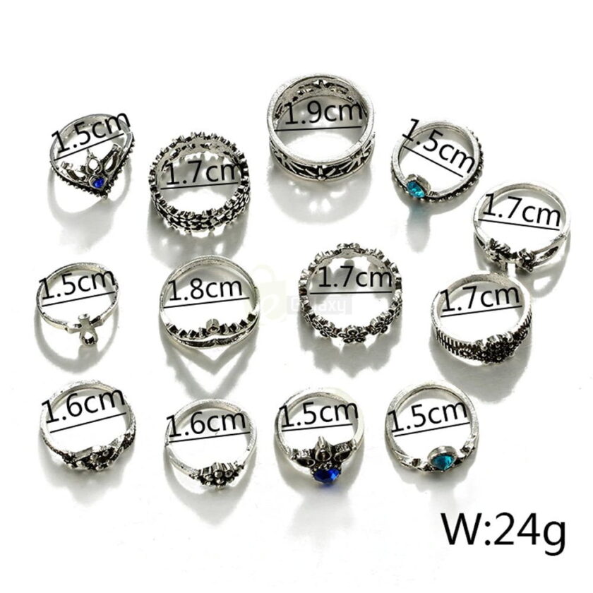 13pcs Set Antique Silver Rings for Women Jewelry JW03 6