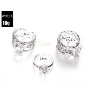 3pcs Silver Rings Set Old Vintage Rings Women Jewelry JW010 2
