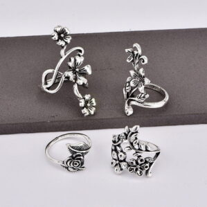 4pcs Set Vintage Rose Flower Rings Antique Women Jewelry JW08 3