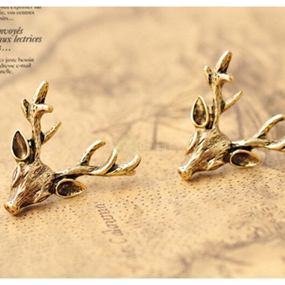 Deer Head Earrings Stud Vintage Retro For Women Jewelry JW04 1