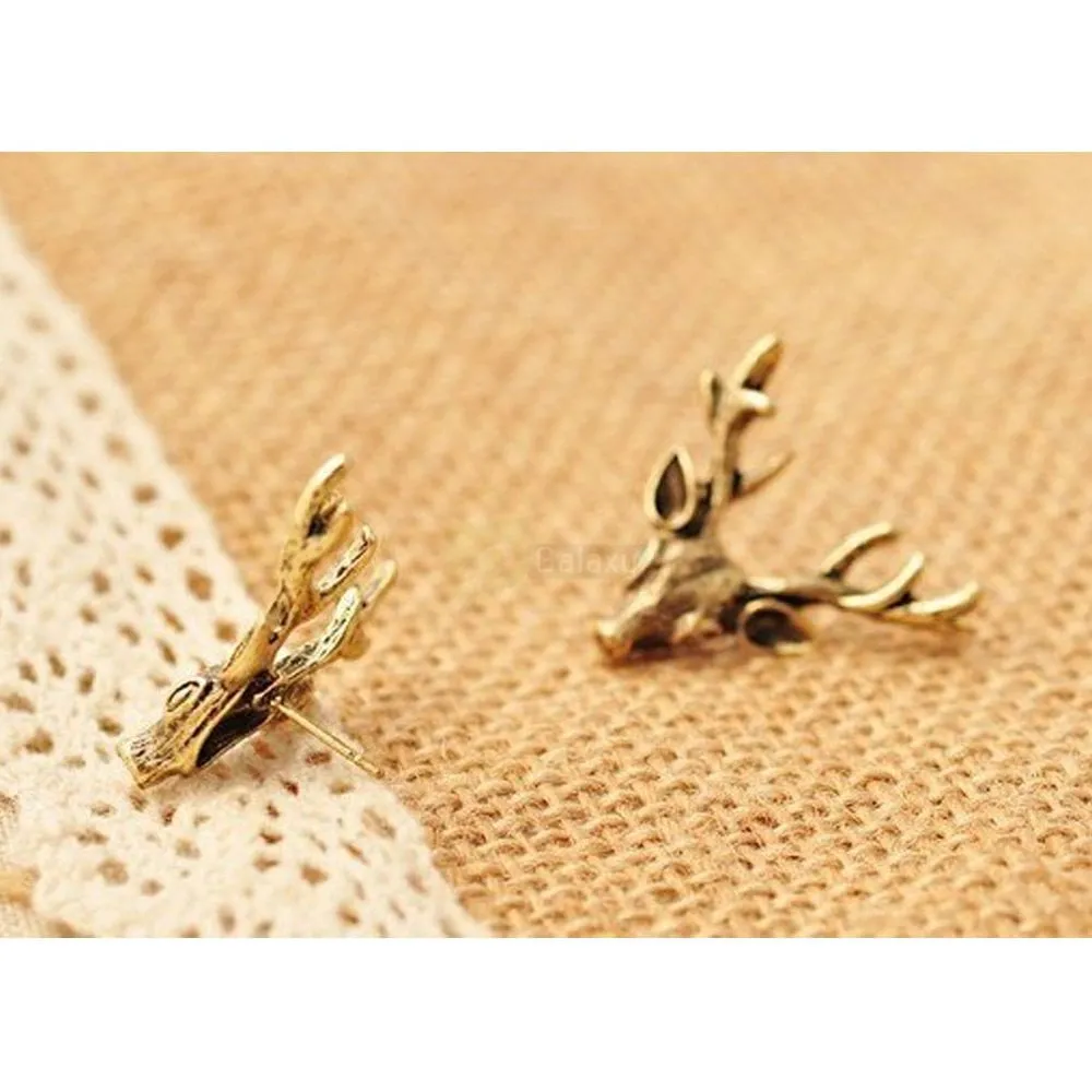 Deer Head Earrings Stud Vintage Retro For Women Jewelry JW04 6 Deer Head Earrings Stud Vintage Retro For Women Jewelry JW04 2