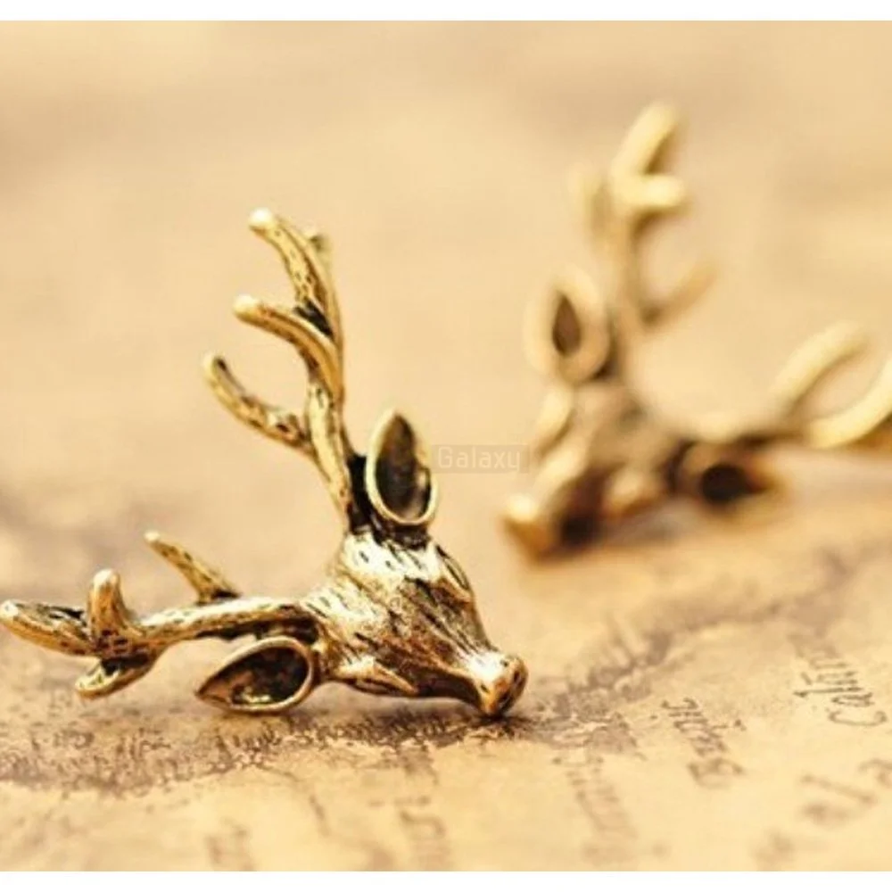 Deer Head Earrings Stud Vintage Retro For Women Jewelry JW04 5 Deer Head Earrings Stud Vintage Retro For Women Jewelry JW04 3