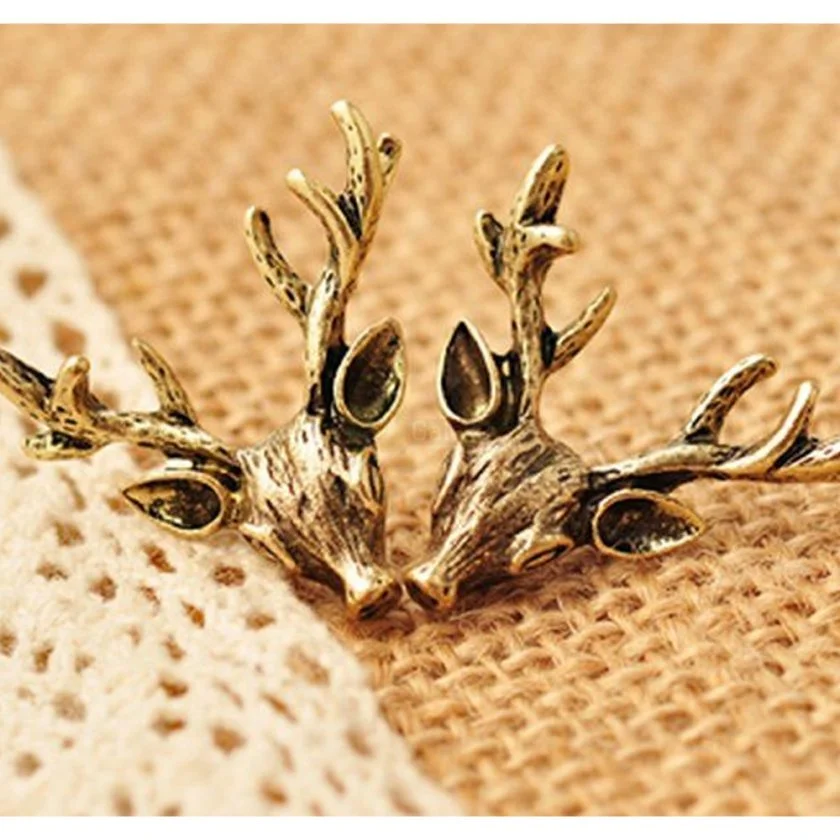Deer Head Earrings Stud Vintage Retro For Women Jewelry JW04 4 Deer Head Earrings Stud Vintage Retro For Women Jewelry JW04 4