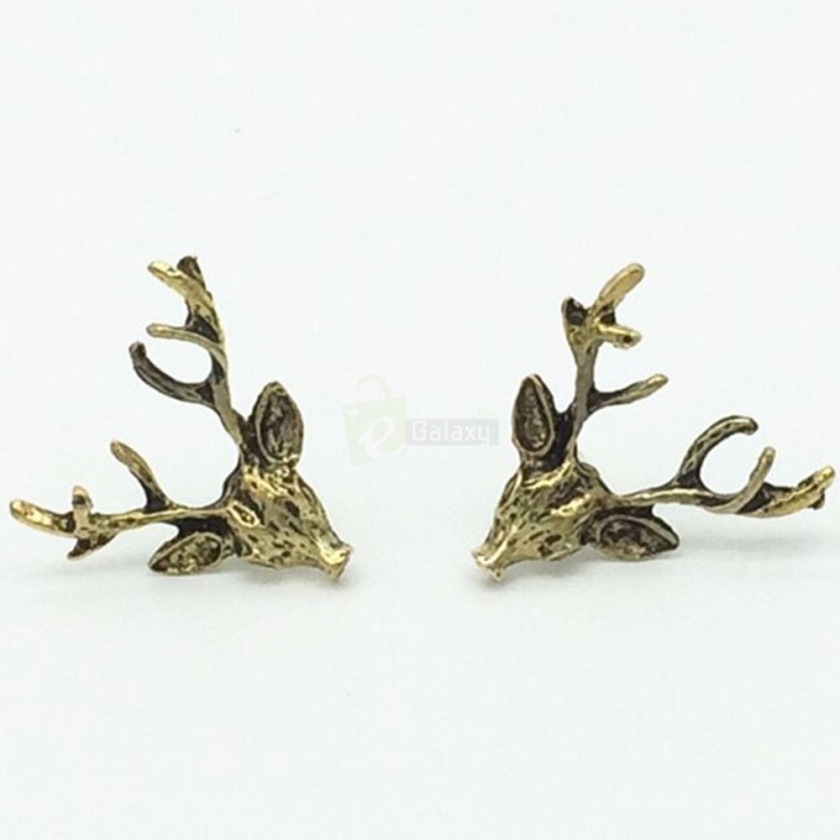 Deer Head Earrings Stud Vintage Retro For Women Jewelry JW04 5 Deer Head Earrings Stud Vintage Retro For Women Jewelry JW04 5