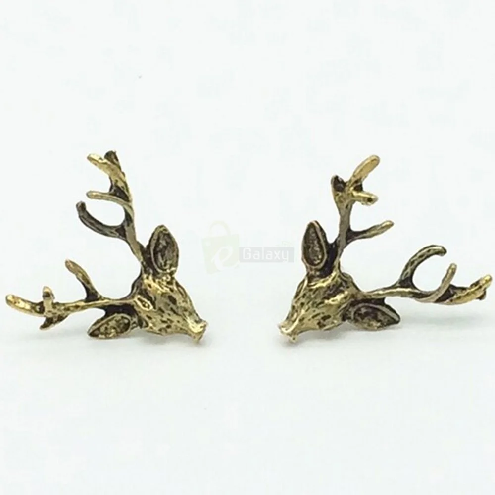 Deer Head Earrings Stud Vintage Retro For Women Jewelry JW04 3 Deer Head Earrings Stud Vintage Retro For Women Jewelry JW04 5
