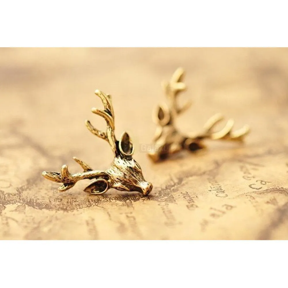 Deer Head Earrings Stud Vintage Retro For Women Jewelry JW04 7 Deer Head Earrings Stud Vintage Retro For Women Jewelry JW04