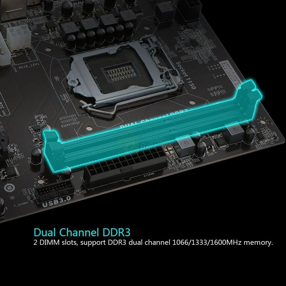 Colorful H81A BTC V20 6 PCI E Slots LGA1150 Socket Mining Motherboard Ram