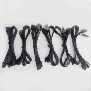 pcie 6pin male to dual 8pin pack of 6 cables horizontal