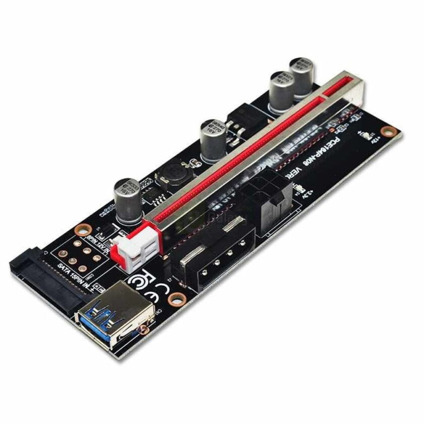 PCI E Riser 009S Plus PCI E 1X TO 16X Slot 60cm USB 3.0 4pin 6pin SATA Power Mining front