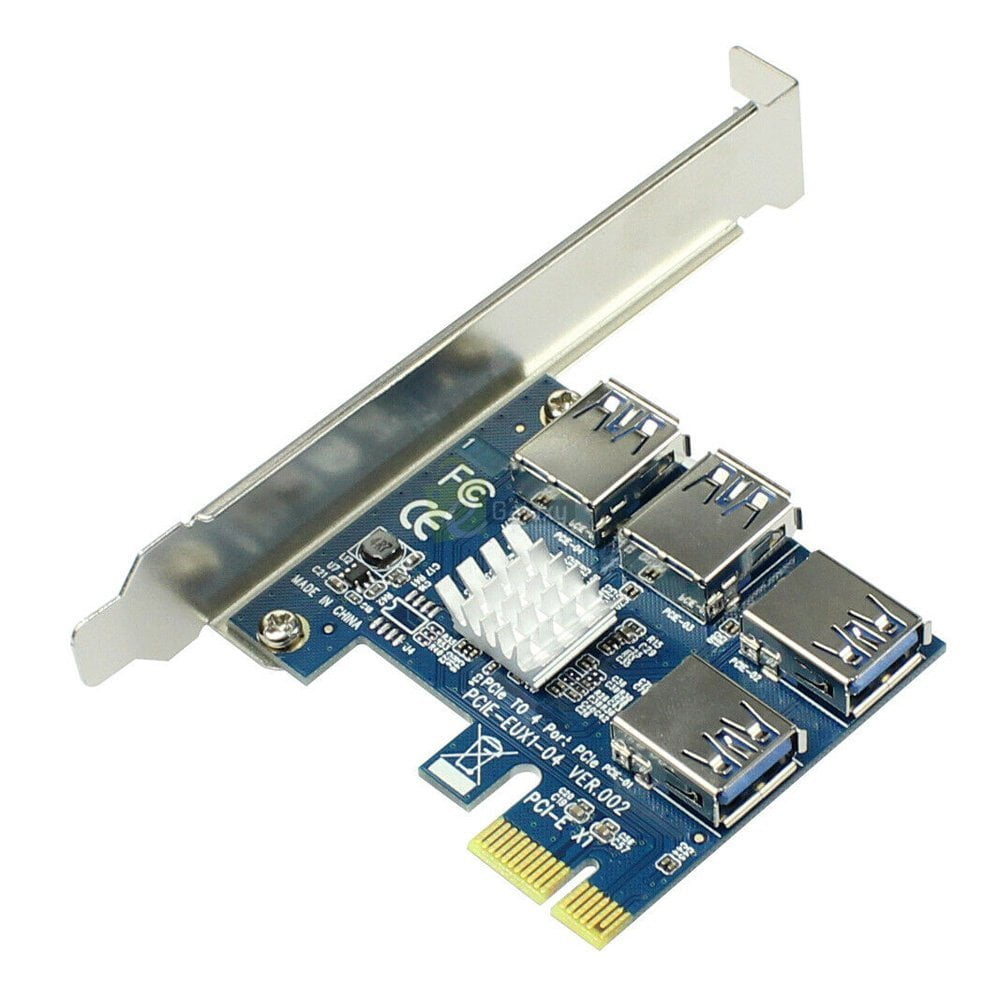 PCI Express Riser Card 1x to 16x 1 to 4 USB 3.0 Slot PCI E Multiplier Hub for Mining