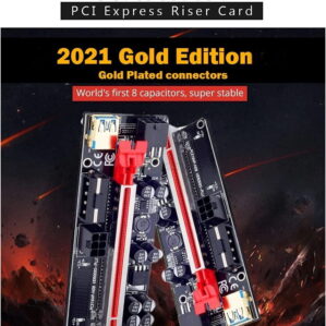 009S Plus PCIE Riser Card 8 Capacitors 6Pin Power Cable 1X to16X Extender gold