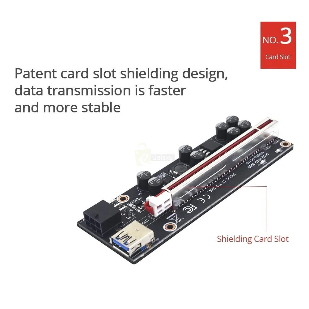 009S Plus PCIE Riser Card 8 Capacitors 6Pin Power Cable 1X to16X Extender for Ethereum Mining 7 009S Plus PCIE Riser Card 8 Capacitors 6Pin Power Cable 1X to16X Extender no 3