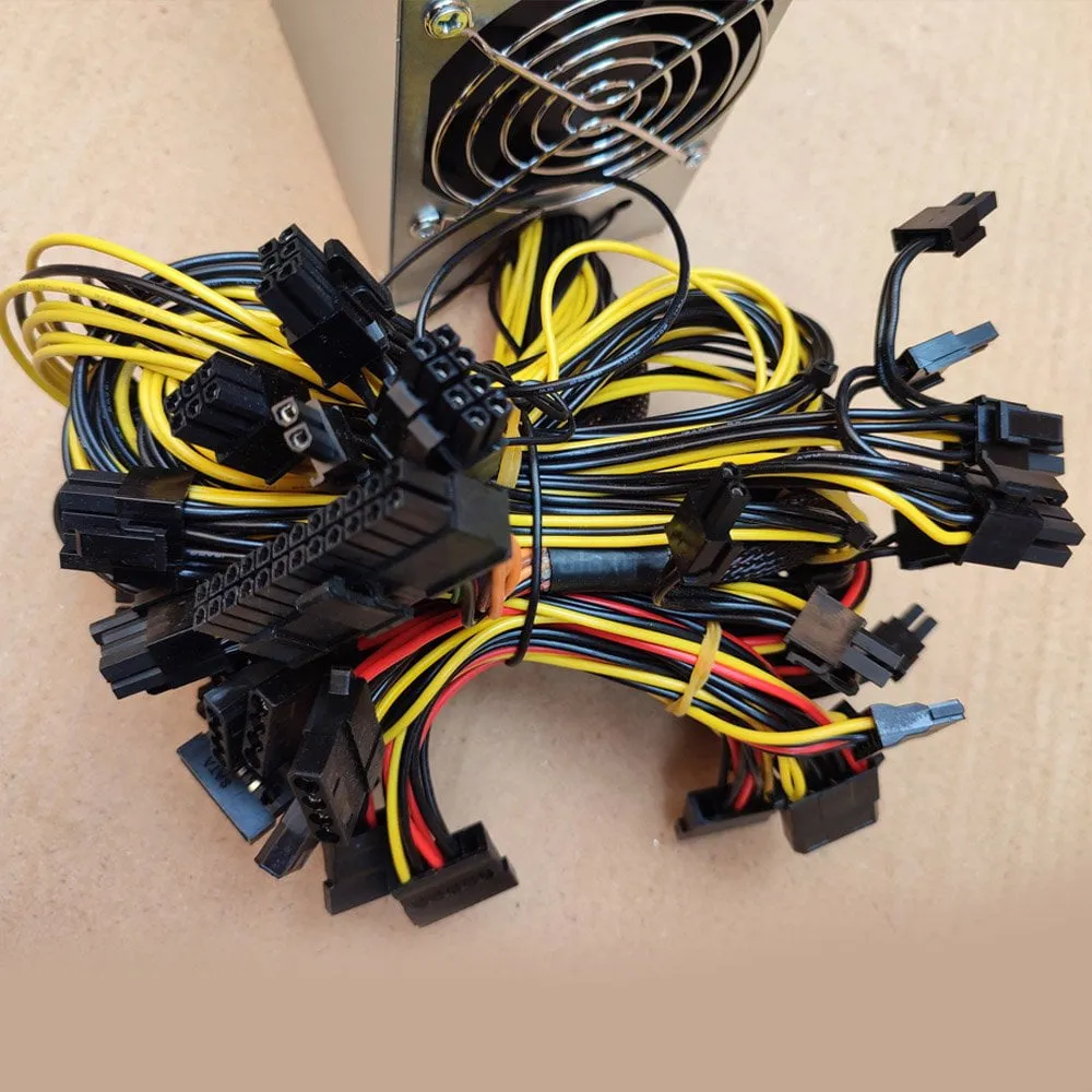 Super Cool 2000 Watt ATX Power Supply for Mining with Dual Fans 7 Super Cool 2000 Watt ATX Power Supply for Mining with Dual Fans cables