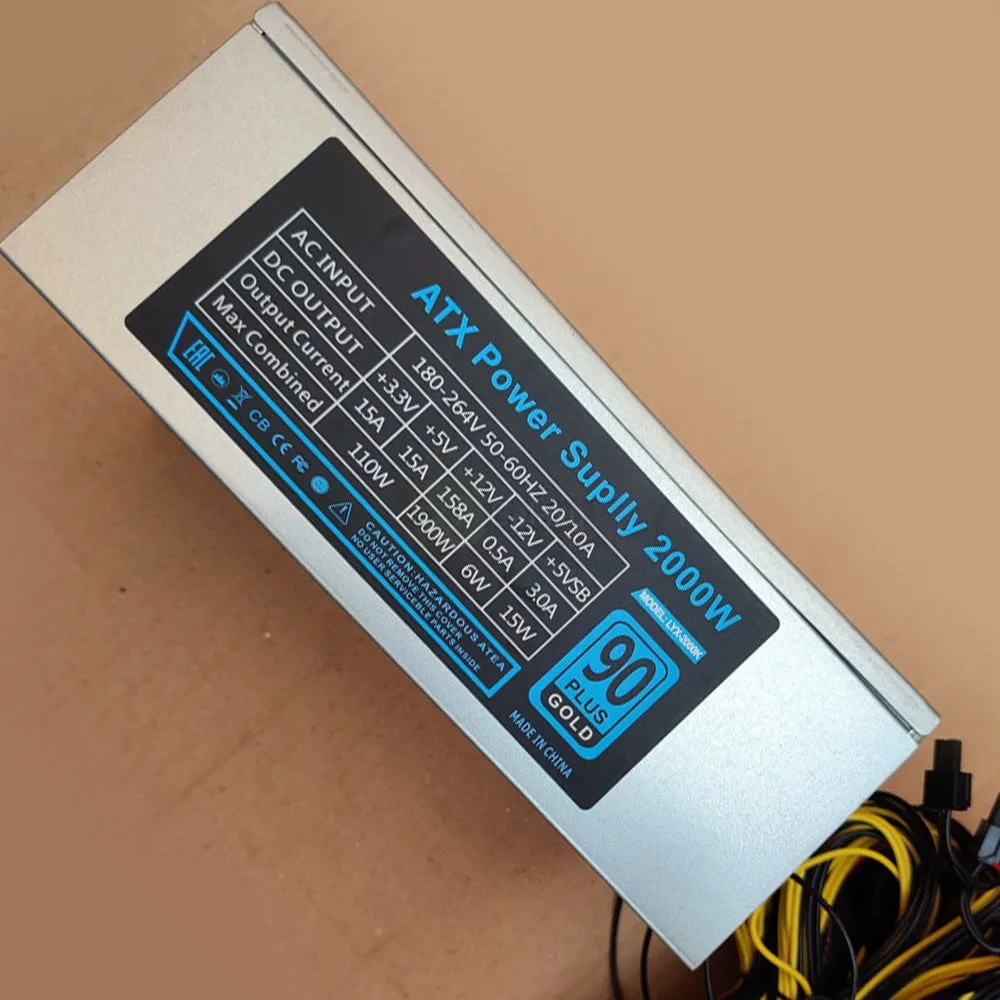 Super Cool 2000 Watt ATX Power Supply for Mining with Dual Fans 1 Super Cool 2000 Watt ATX Power Supply for Mining with Dual Fans side