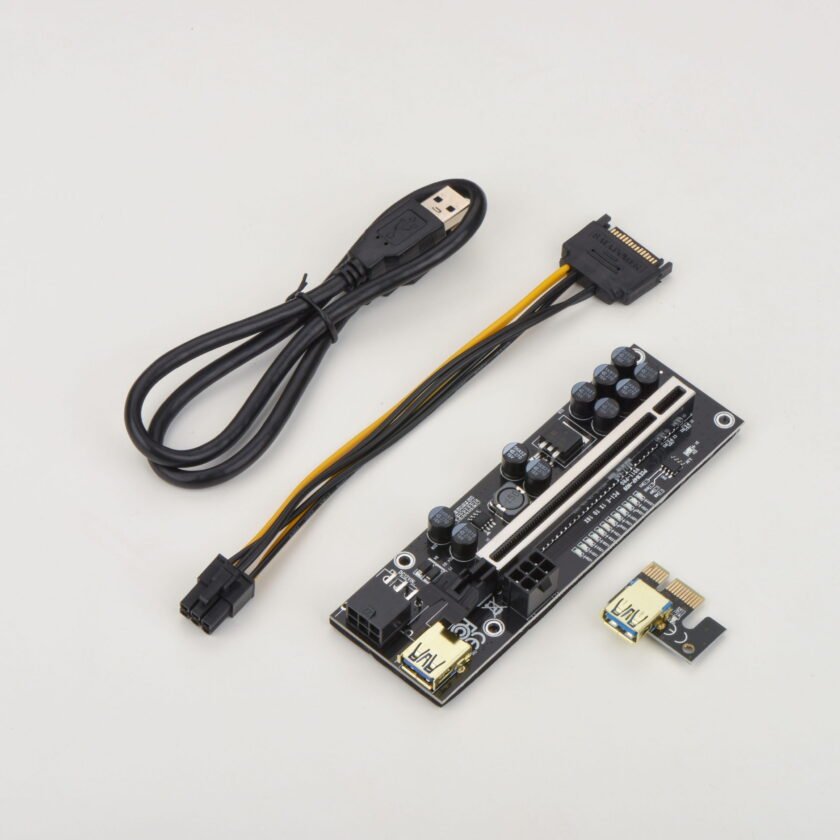 Buy 011 Pro PCIE Riser 10 Capacitors 12 LED 6Pin Power Cable 1X To16X ...