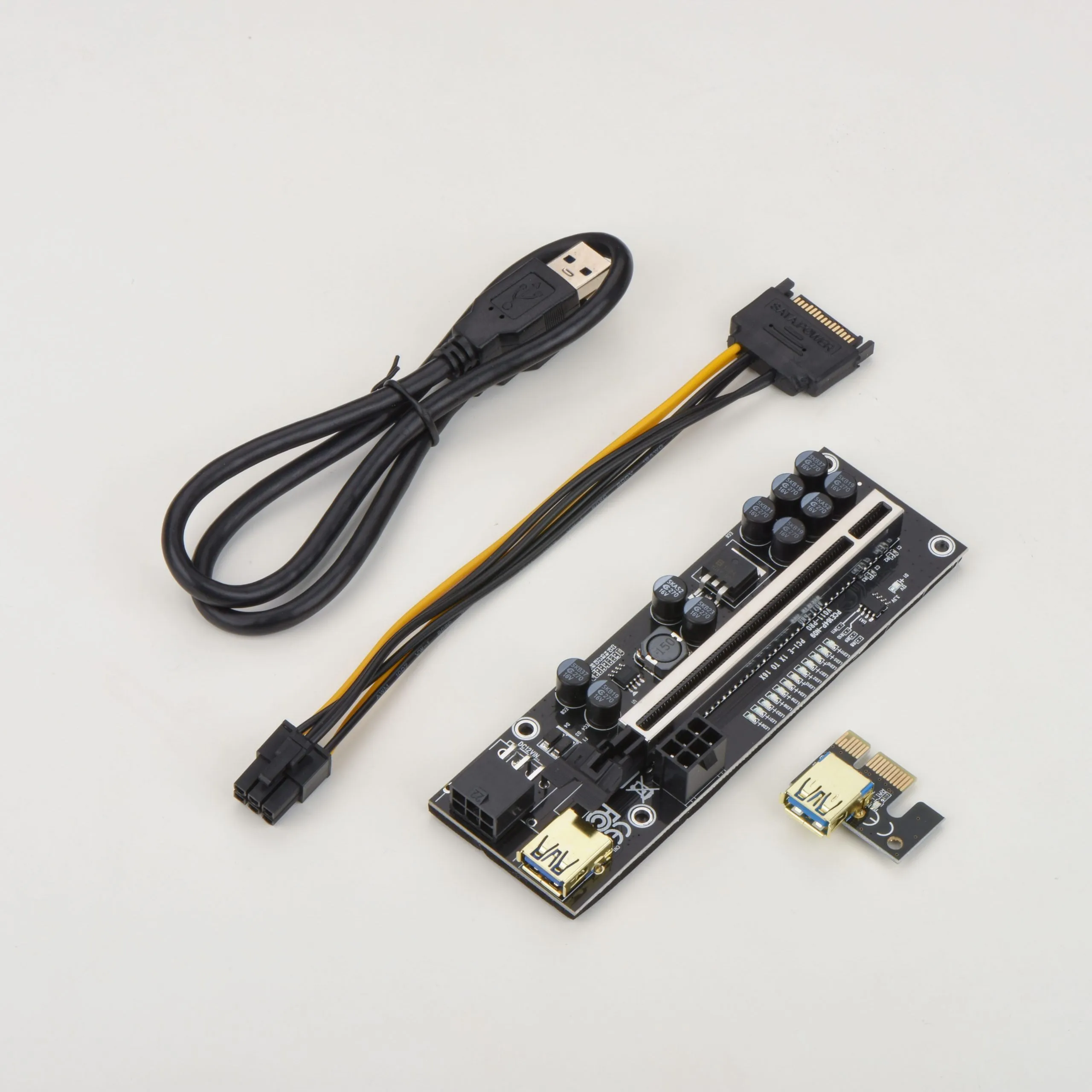 011 Pro PCIE Riser 10 Capacitors 12 LED 6Pin Power Cable 1X to16X Extender 4 011 pro riser