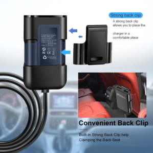 HMQ C801 1.8m Cable 8A Max 4 Ports USB Car Charger back clip