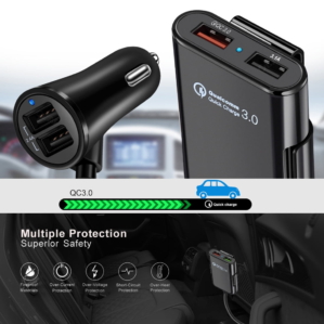 HMQ C801 1.8m Cable 8A Max 4 Ports USB Car Charger charging protection