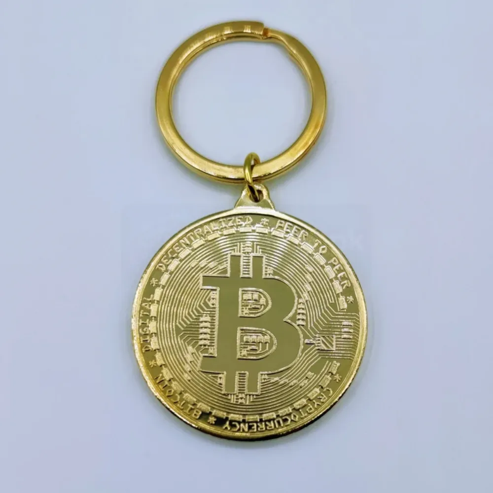 Bitcoin Keychain in Gold 1 GOld bitcoin keychain