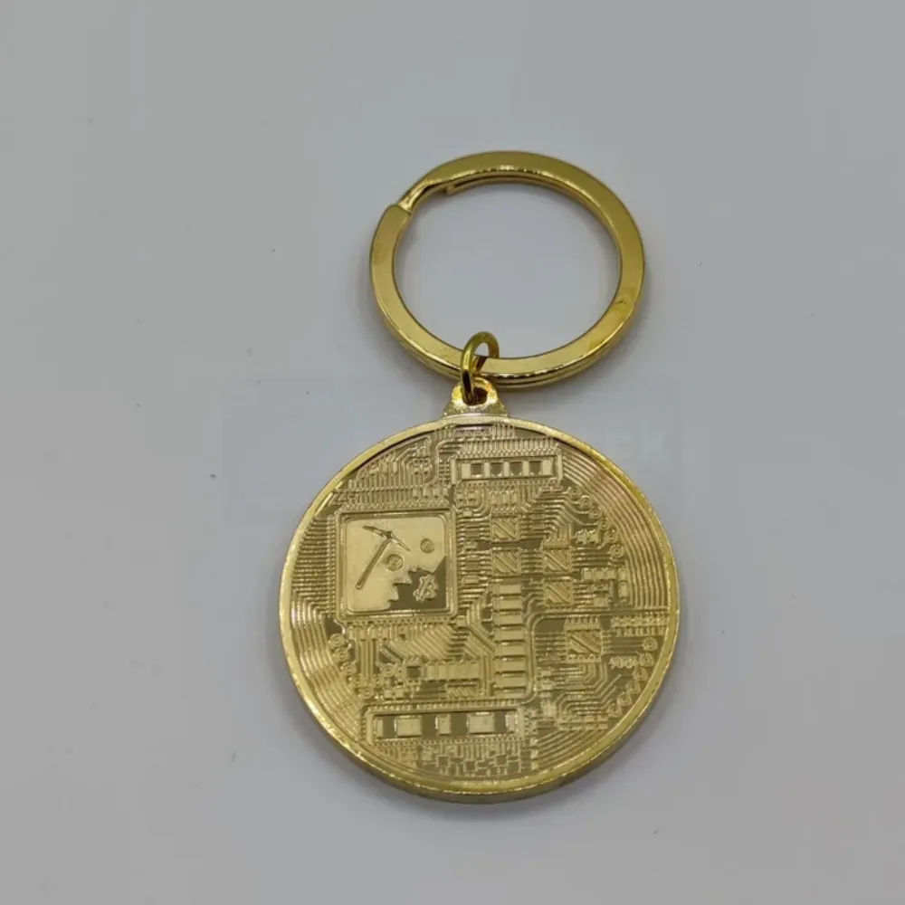 Bitcoin Keychain in Gold 5 bitcoin keychain back