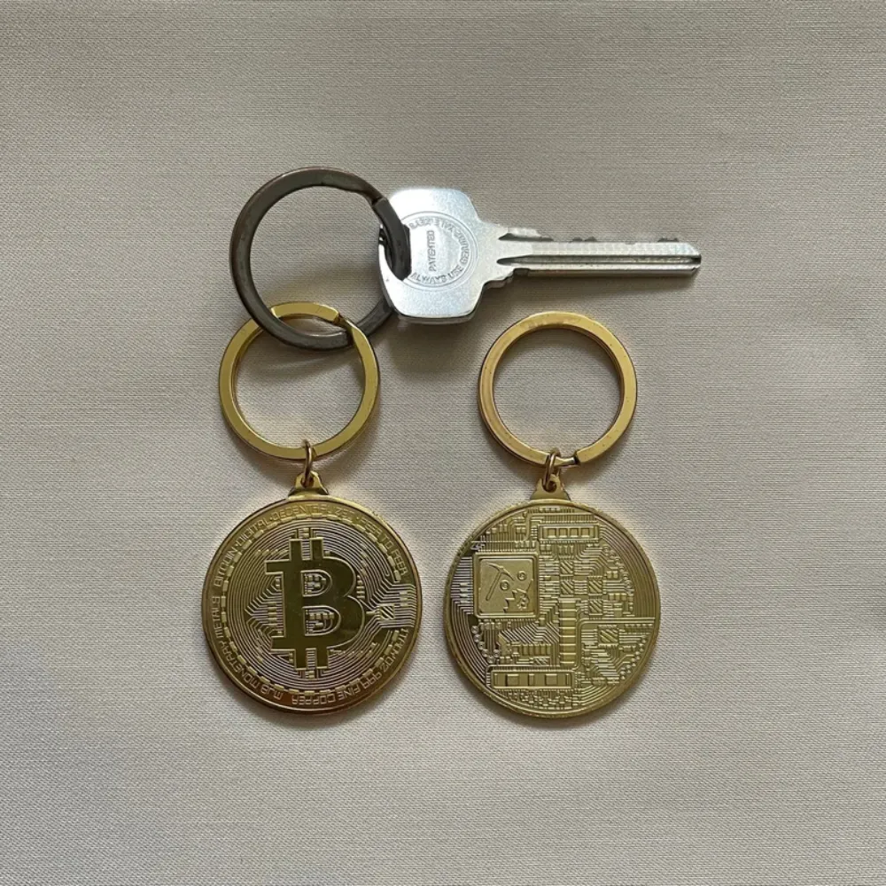 Bitcoin Keychain in Gold 3 bitcoin keychain