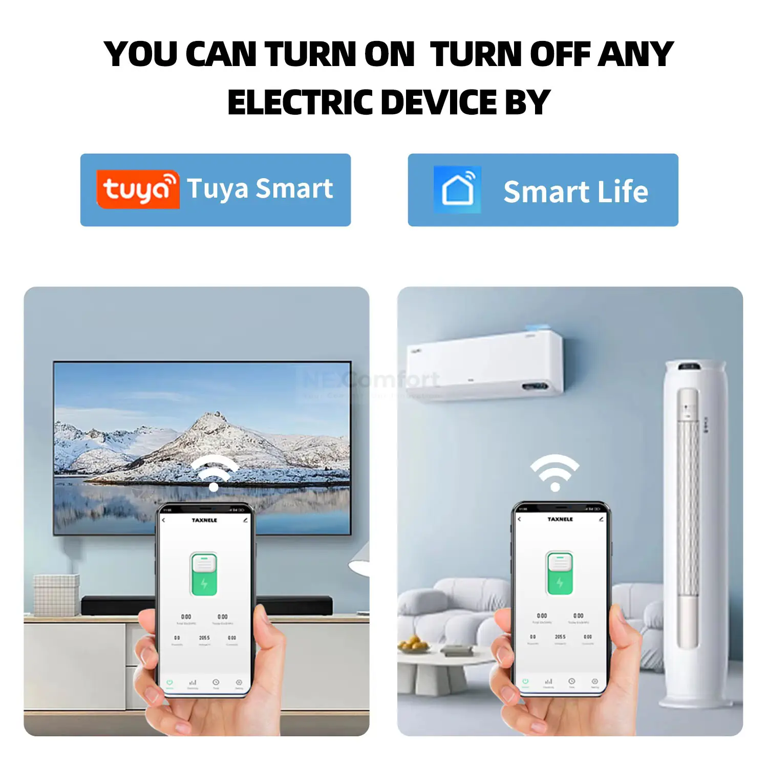 63A 1P+N WIFI Smart Breaker Energy Meter Circuit Breaker Timer Relay smartlife for geyser, home, ac, heater, distribution box with ac