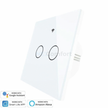 2 Gang Touch Panel WiFi Wall Switch