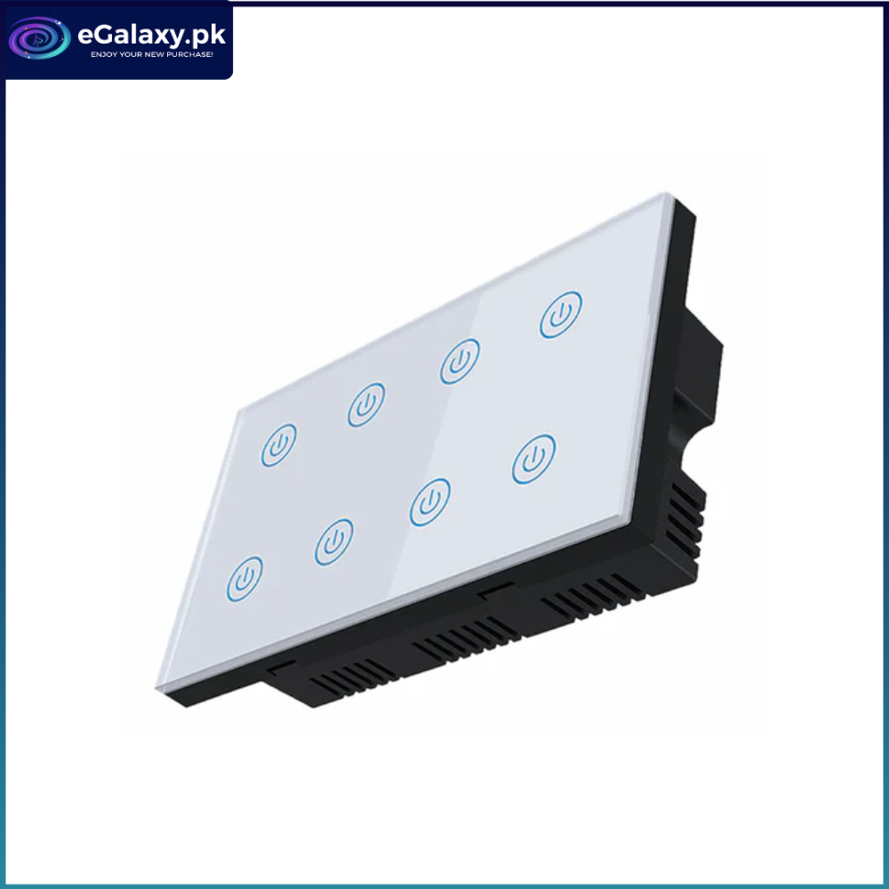 8 Gang WiFi Touch Switch – Smart Glass Panel Switch | Alexa & Google Compatible | White 1 8 Gang WiFi Touch Switch