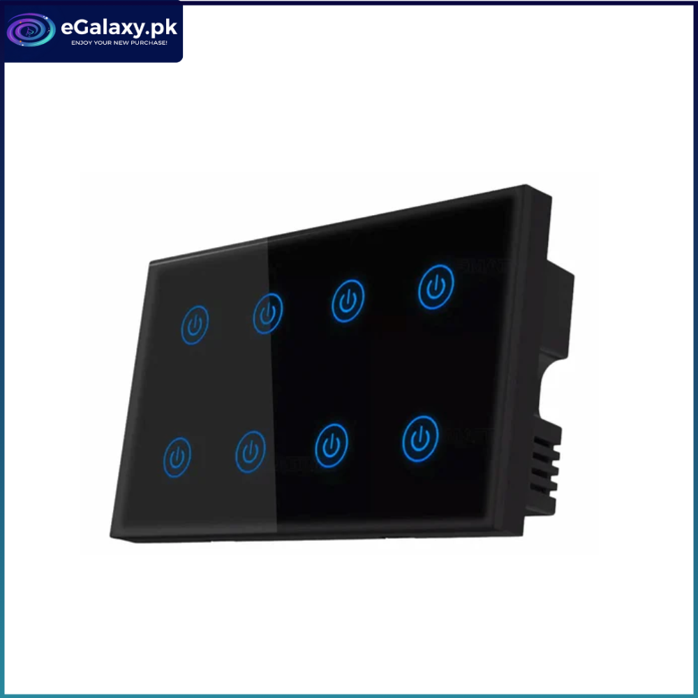WiFi 8 Gang Touch Switch – Smart Glass Panel Switch | Alexa & Google Compatible | Black 1 WiFi 8 Gang Touch Switch