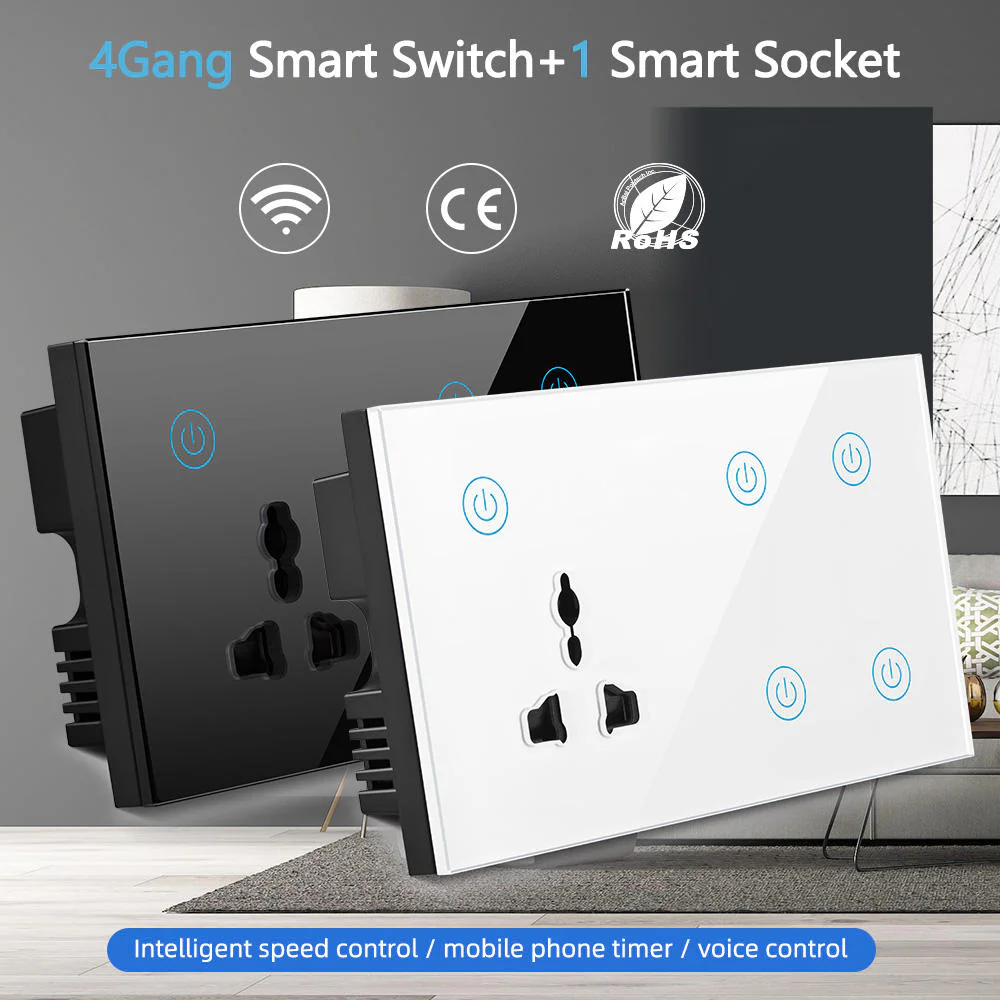 Wifi 4 Gang With Wall Socket