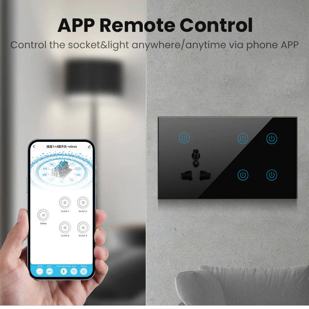 Wifi 4 Gang With Wall Socket