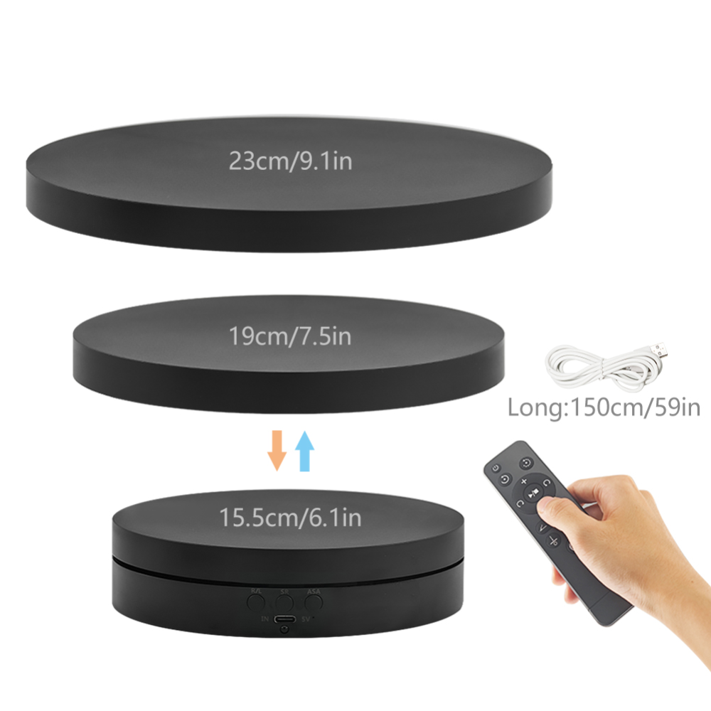 3-in-1 Rotating Display Stand – 5V Electric 360° Photography Turntable with Remote 18 3-in-1 Rotating Display Stand