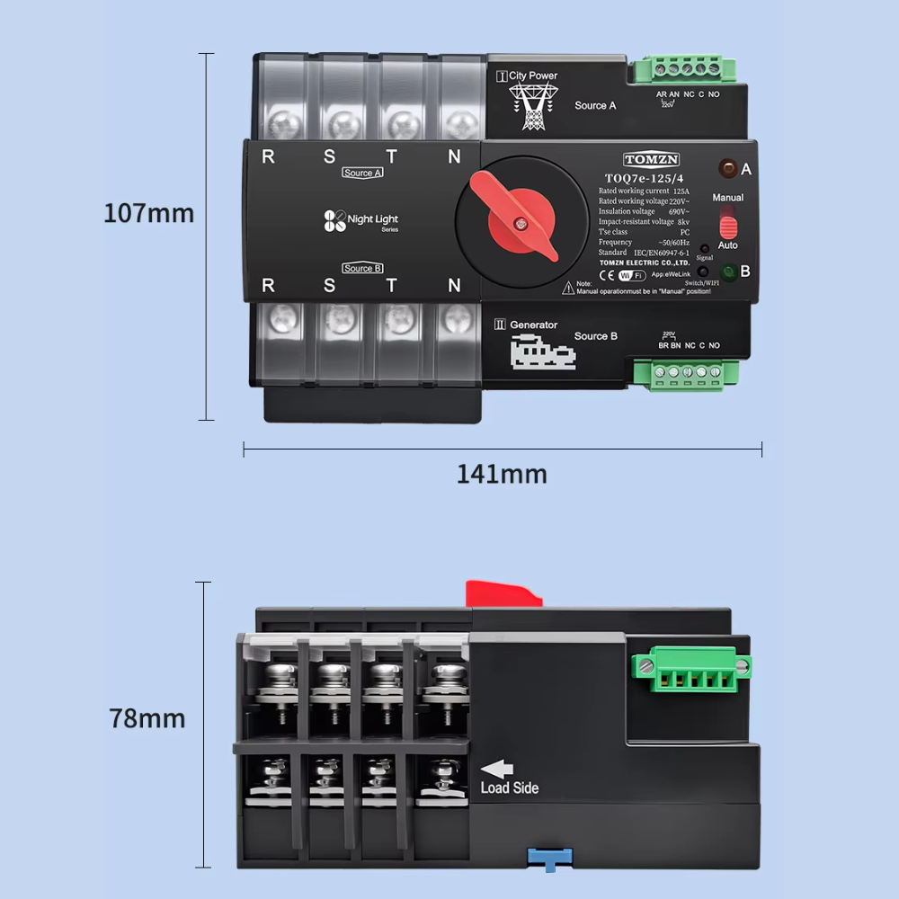 TOMZN Smart Changeover ATS Switch | 4P Three Phase (125A) 18 TOMZN Smart Changeover ATS Switch 4P